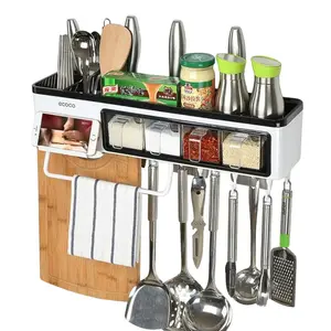 New kitchen storage box Multi-function wall-mounted kitchen racks Tool kitchen utensils storage box seasoning
