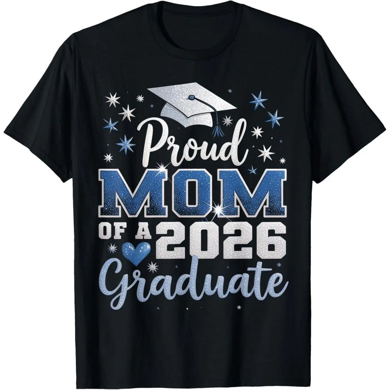 Men's Casual Short-Sleeve Round Neck T-Shirt, Proud Mom of a 2026 Graduate Graphic T-Shirt for Everyday Wear