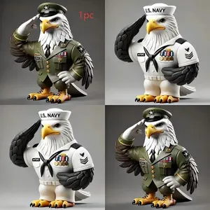 Eagle Soldier Resin Desktop Decorative Figurine, Collectible Figurine, Tribute to Veterans Gift, Military Uniform Salute Design, Perfect Birthday Holiday Memorial Present