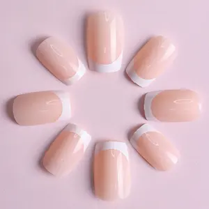 French-style press-on nails with white edges, false nail tips, wholesale nail tips, cross-border nail stickers, gifts