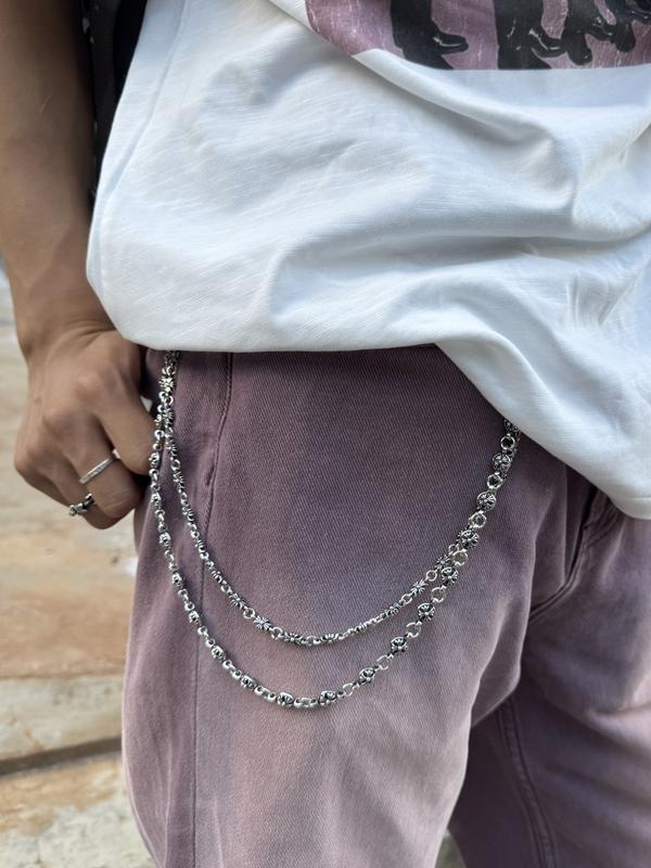 Punk Rock Metal Waist Chain, Unisex Hip Hop Jewelry Gift Pendant, Large Ring Wallet Keychain, Denim Jeans Accessory