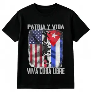 Vintage Cuban Cotton TShirt Featuring Patria Y Vida Viva Cuba Libre Slogan Shirt Sweatshir Washed cotton Top Womenswear