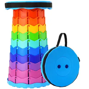Ultralight Folding Portable Stool for Camping,BBQ,Picnic,and Fishing - Adjustale Height and Rainbow Colors