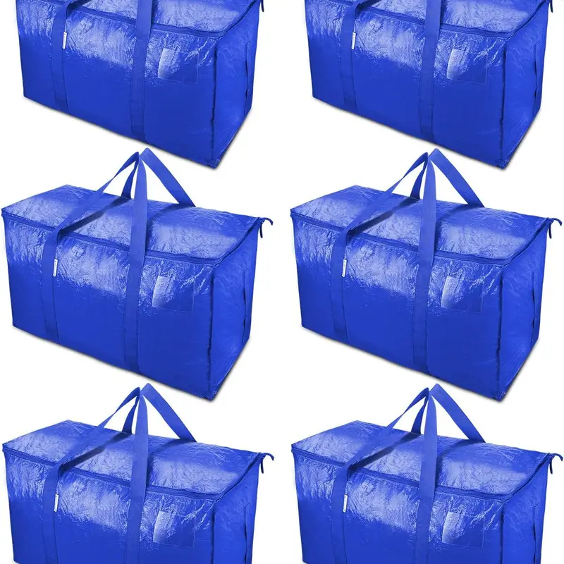 6 packs of oversized moving bags with zippers and handles heavy-duty storage bags and a portable box to save space