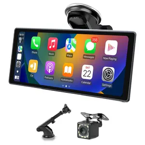 10.26 Inch Wireless Car Screen, Carplay Touchscreen, Wireless Touch Screen with GPS Navigation for CarPlay, Portable Car Stereo with Backup Camera, Bluetooth-compatible Car Video Player, for Wireless Carplay Adapter, Car Audio, Dashcam, Car Display Screen