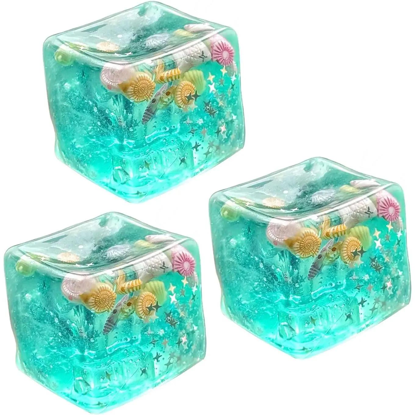 Square shaped marine gel ice block squeezing toy, slowly bouncing maltose ice ball stress-relieving toy, portable office exhaust stress-relieving toy, gender-neutral type