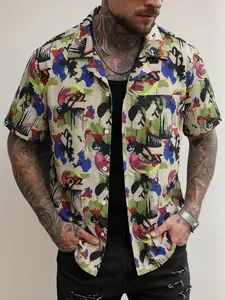 Men’s graffiti summer shirt for everyday commuting and casual wear, suitable for vacations, street style, and the beach