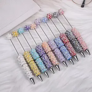 5-Piece Pearl Beaded Pen Set, Glitter Ballpoint Pen, DIY Jewelry Kit, Ink, Perfect for Parties, Valentine's Day, Christmas Gifts, Home Office Supplies