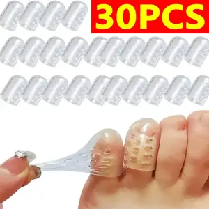 Pack of 30, transparent silicone foot covers, anti-friction and breathable foot protectors, blister protectors, breathable toe covers, suitable for toenails, corns, calluses and keratosis, unisex foot care tools, lightweight shoe covers, footwear.