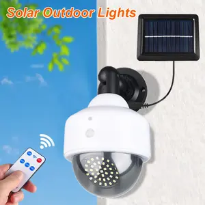 Solar Simulate Monitoring Modeling Light Outdoor Infrared Street Lamp Wall Path Lights Waterproof Motion Sensor Garden Lighting 180° Rotatable 3 Modes Remote Control