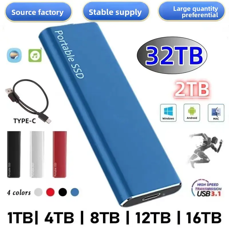 High-Speed Mobile Solid State Drive 16TB 32TB 128TB Large Capacity Mobile Phone Computer Upgrade Hard Drive external storage