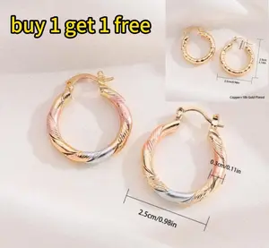 Gold Jewelry Gift - Stylish Copper Twist Hoop Earrings for Men - Buy 1 Get 1 Free - Ideal for Weddings, Birthday Gifts, or Personal Accessories