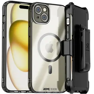 For Apple iPhone 15 Plus Belt Clip Holster Phone Case with Magsafe