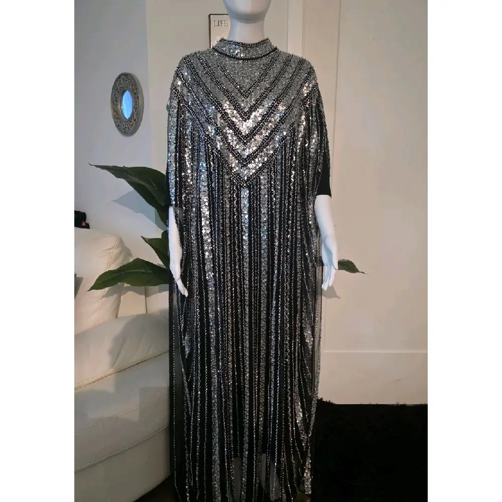 sachin and babi light blue dress Elegant Black Dress with High Slit