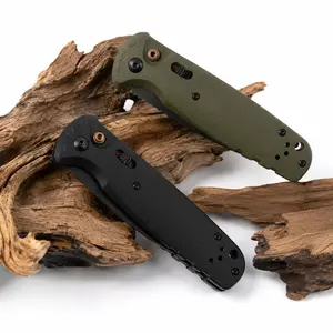 4300BK-02 Outdoor Folding Pocket Tool - Premium MagnaCut Steel Black Coated Blade, G10 Non-Slip Handle with Pocket Clip, 1-Hand Use EDC for Camping, Hiking, Practical Gift for Men