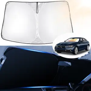 Canvcle Windshield Sun Shade for 2017-2023 BMW 5 Series Custom Fit Foldable 240T 5 Layers Sun Visor Cover Blocks UV Rays Keeps Car Cooler Double Thickness Material Reflector Sunshade