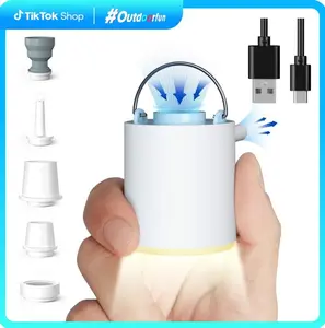 Mini Air Pump | Air Pump for Inflatables - Fast Inflation Deflation Portable Pump Camping Equipment Sleeping Mat Inflating Bed, Outdoorfun, 400 Lumen Camping Light, 5 Nozzles, Ultra Mini for Portable Travel