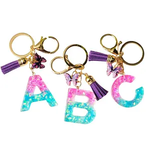 Purple and Blue Initial Letter Keychain