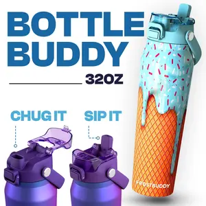 Bottle Buddy - Dual Function lid Water Bottle - Stainless Steel - Double Wall Insulated
