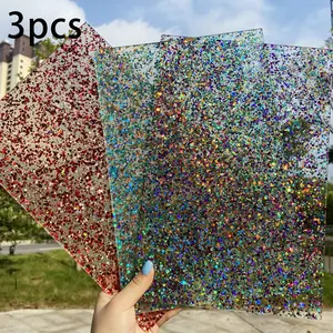 Acrylic Sheets Glitter Translucent 1/8 Thickness Cast Acrylic Sheets for Laser Cutting Engraving Plexiglass Sheets for Art design  festival Decore(3, Multicolore, 8* 12inch)