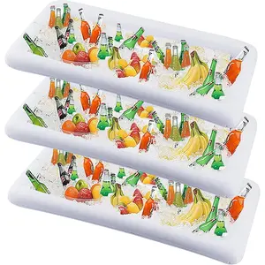 3-Pack Inflatable Serving Bars with Drain Plug – Buffet Ice Coolers for Food & Drinks, Perfect for BBQ, Pool Party, Picnic, Salad Bar