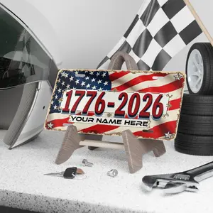 Patriotic American Flag License Plate: Custom Car Vanity Tag