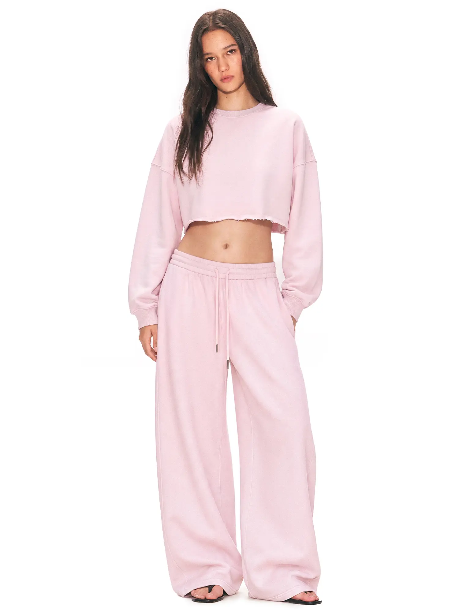 FDR Vintage Washed Crewneck Sweatshirt and Drawstring Sweatpants Set Women's Cropped Pullover Casual Matching Outfit