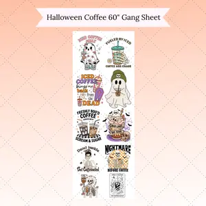 60'' Fall Coffee Lovers Ready to press Gang sheet