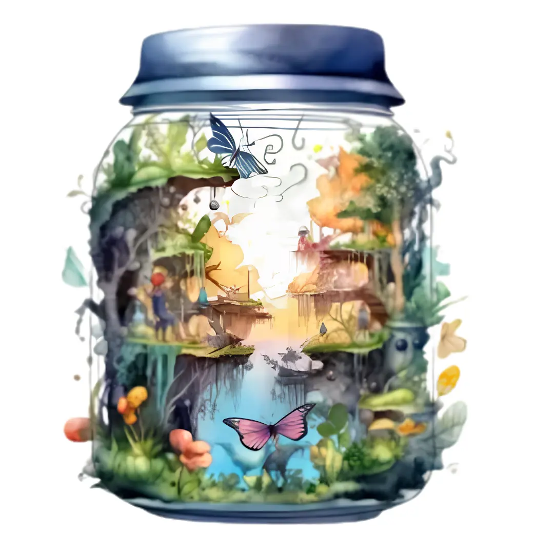 Fantasy Forest Jar Sticker Fairy Garden Cottagecore Aesthetic