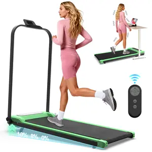 SAYGOGO Foldable Treadmill with Handle Bar & Incline, 2 in 1 Upgrade Portable Under Desk Walking Pad and Vibration Pad with Remote Control for Home Office Small Spaces