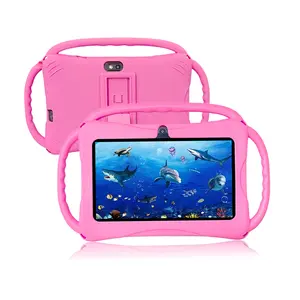 7 Inch Android Tablet for Kids, Portable Dual Camera, WiFi, Educational Learning Device, Pink and blue, gifts for children, Christmas and birthday gifts (No adapter)