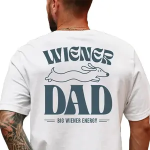 Wiener Dog Shirt for Men, Dog Dad T-Shirt, Big Wiener Energy T-Shirt, Funny Dachshund Shirt, Wiener Dad graphic design unisex cotton t-shirt
