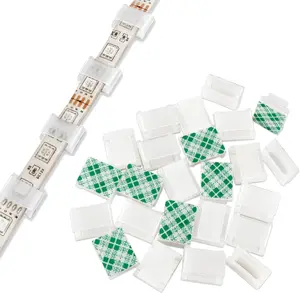 Strip Light Mounting Clips Self-Adhesive Strip Brackets Holder,100Pack Clamps Fix Light Strip 8mm 10mm 12mm (for 10mm(3/8") Wide Strip Light)