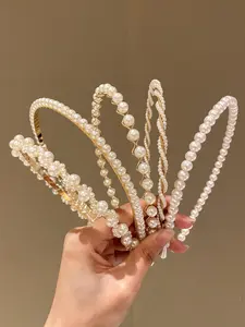 5 Pcs Elegant Artificial Pearl Hairbands for Women, Fashion Headbands, Versatile Boho Style Headbands, Perfect for All Seasons, Bridal Hair Accessories, Headband Accessory