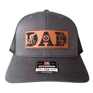 Bicycle Rider Dad Hat| Leather Patch Trucker Cap| Adjustable Snapback Mesh Hat| Outdoor Cycling Style Cap for Men| Unique Gift for Dad or Bike Lovers