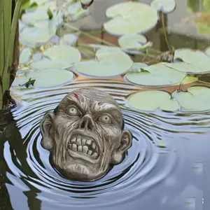 Floating Skull Head Ornament, Fun Garden Pond Decor, Resin Craft, Quirky Lawn Decoration, Unique Outdoor Accent Piece