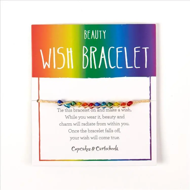 Beauty - Make a Wish Adjustable Wish Bracelet on Gift Card Unit - Lafite Grass/Glass Beads