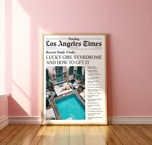 Trendy Newspaper Print, Lucky Girl Syndrome, News Headline Print, Trendy Girly Wall Art, New York Times Print