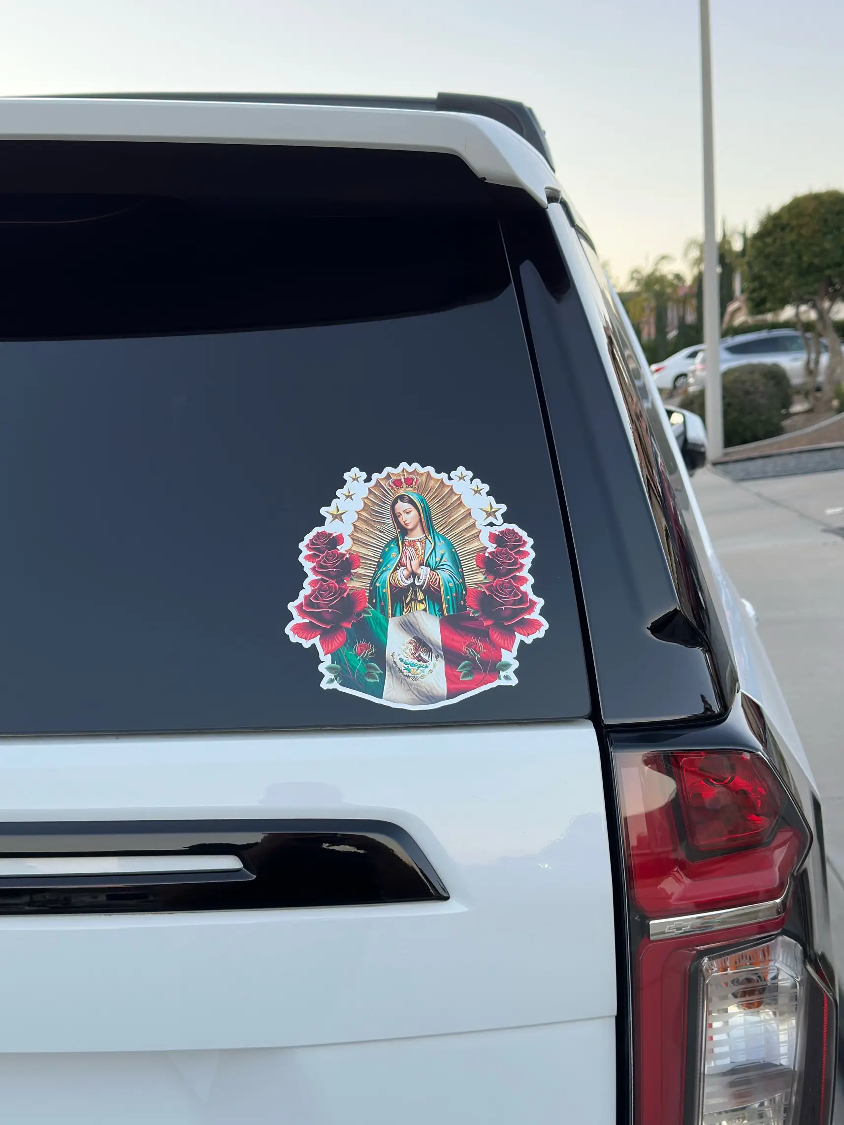 Virgen De Guadalupe Mexico Flag Color Vinyl Car Sticker - Vinyl Decal Sticker, Religious Automotive Exterior Decor Ornaments Set