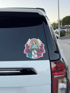 Virgen De Guadalupe Mexico Flag Color Vinyl Car Sticker - Colorful Decor Decorative Set Ornaments Religious Mexico