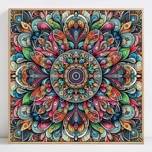 Flower Pattern DIY Diamond Arts Colorful Painting Kit without Frame, Full Round Diamond Mosaic Art Craft Mandala Wall Decor