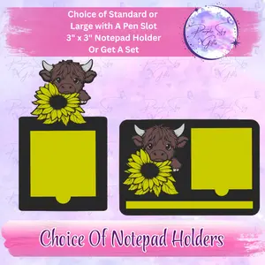 Sunflower Cow 3"x3" Sticky/Tear Away Notes Notepad Holders