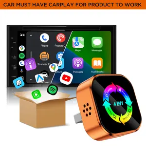 【Check Compatibility】2026 4-in-1 Wireless CarPlay & Android Auto Adapter, Supports YouTube/TikTok/Mirrorlink/Airplay, Plug & Play AI Box for OEM Wired CarPlay Vehicles