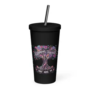 Blooming though Insulated tumbler with a straw copy