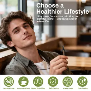 Vaporless Inhaler Pendant Necklace Stainless Steel Unisex Daily Anxiety Relief Quit Smoking Tool Gifts for Adults Fashion Accessory Anti-Smoking Assistance Aroma Diffuser Breathing Necklace