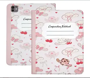 Case for iPad Pro 11 Inch 2024 5th Generation (M4), Multiple Angles Viewing PU Leather Folio Stand TPU Cover with Pencil Holder, Auto Wake/Sleep, Composition Notebook