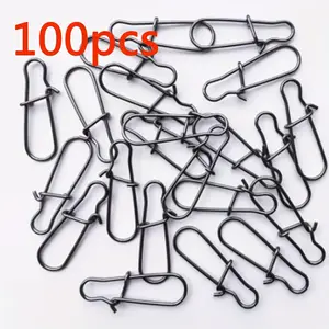 Fishing Swivel Snap, 100pcs/set Fishing Nice Hooked Snap Pin, Stainless Steel Fishing Barrel Swivel Lure Connector Accessories, Fishing Gear Set, Fishing Swivels Snap
