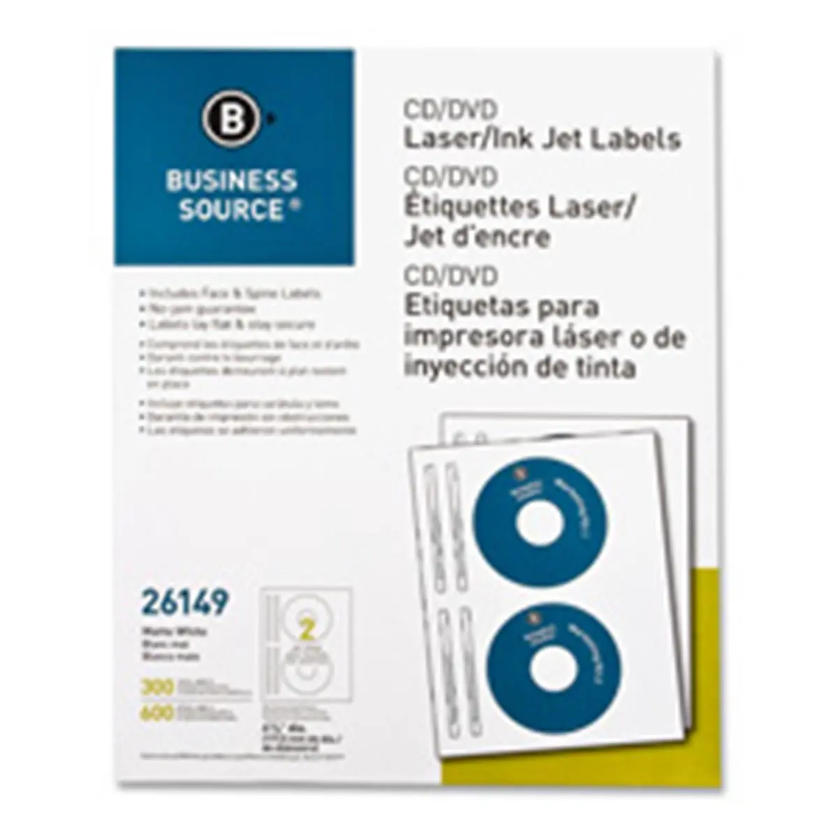 212 MAIN Self Adhesive CD-DVD Labels, Laser & Inkjet Compatible, 100-Pack, White, Self Adhesive Label