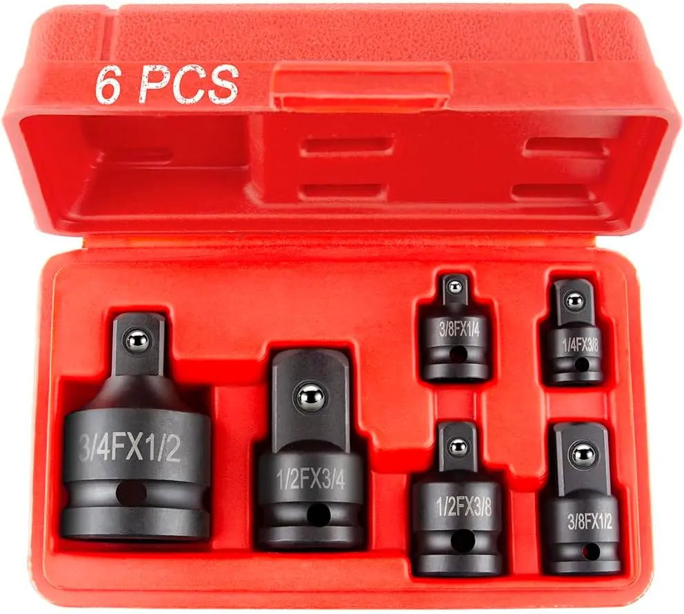 2026 Upgraded  6 Piece Impact Socket Adapter Set, Standard SAE, 1/4, 3/8, 1/2" Cr-V Steel Impact Driver & Wrench Conversion Kit Socket Reducer, Locking Socket Adapter Set