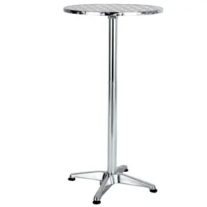 BTExpert Aluminum Indoor Outdoor 23.75" Round Restaurant Bar height 45" Table flip top, Patio Stainless Steel Silver Furniture 25.75" base